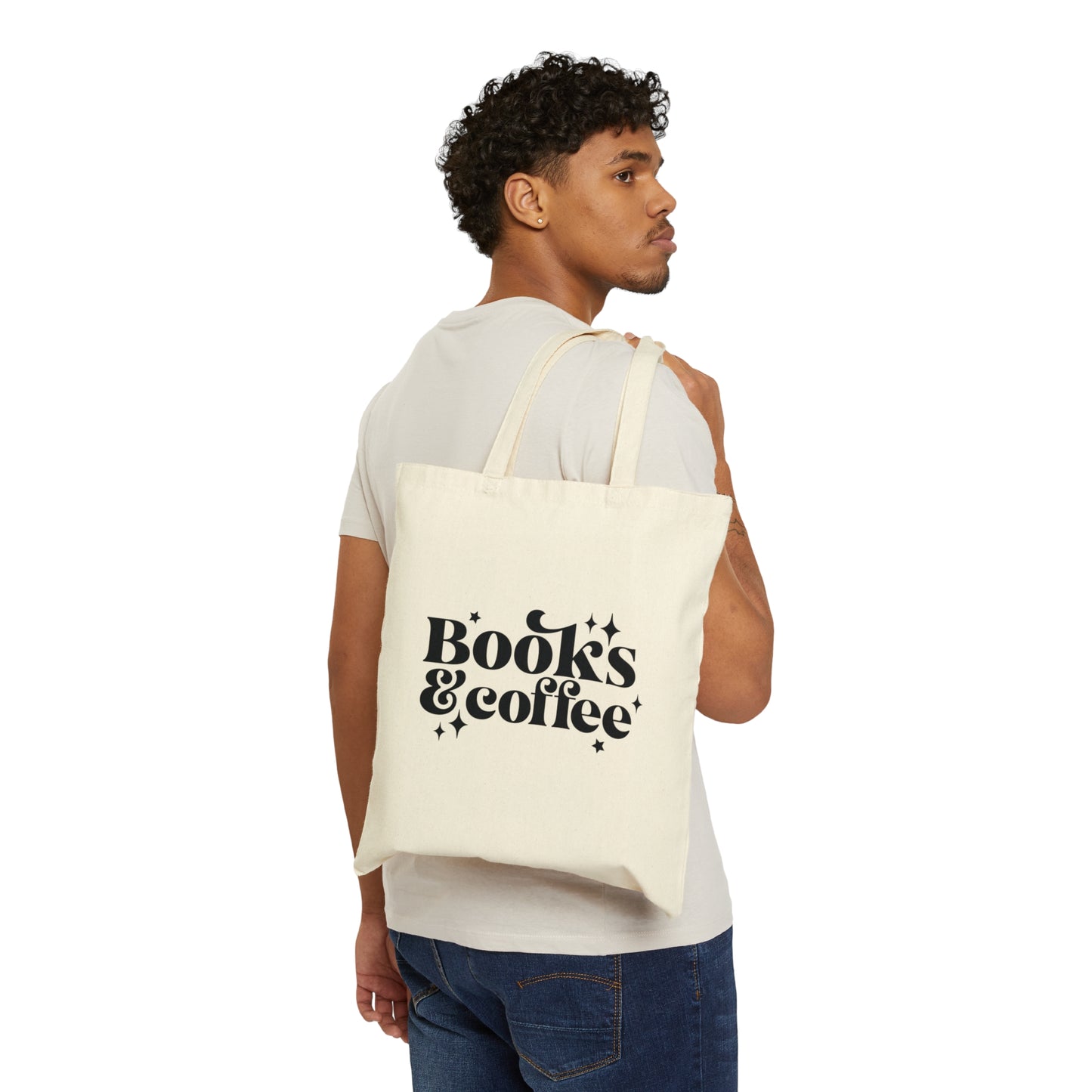 Books and Coffee Cotton Canvas Tote Bag