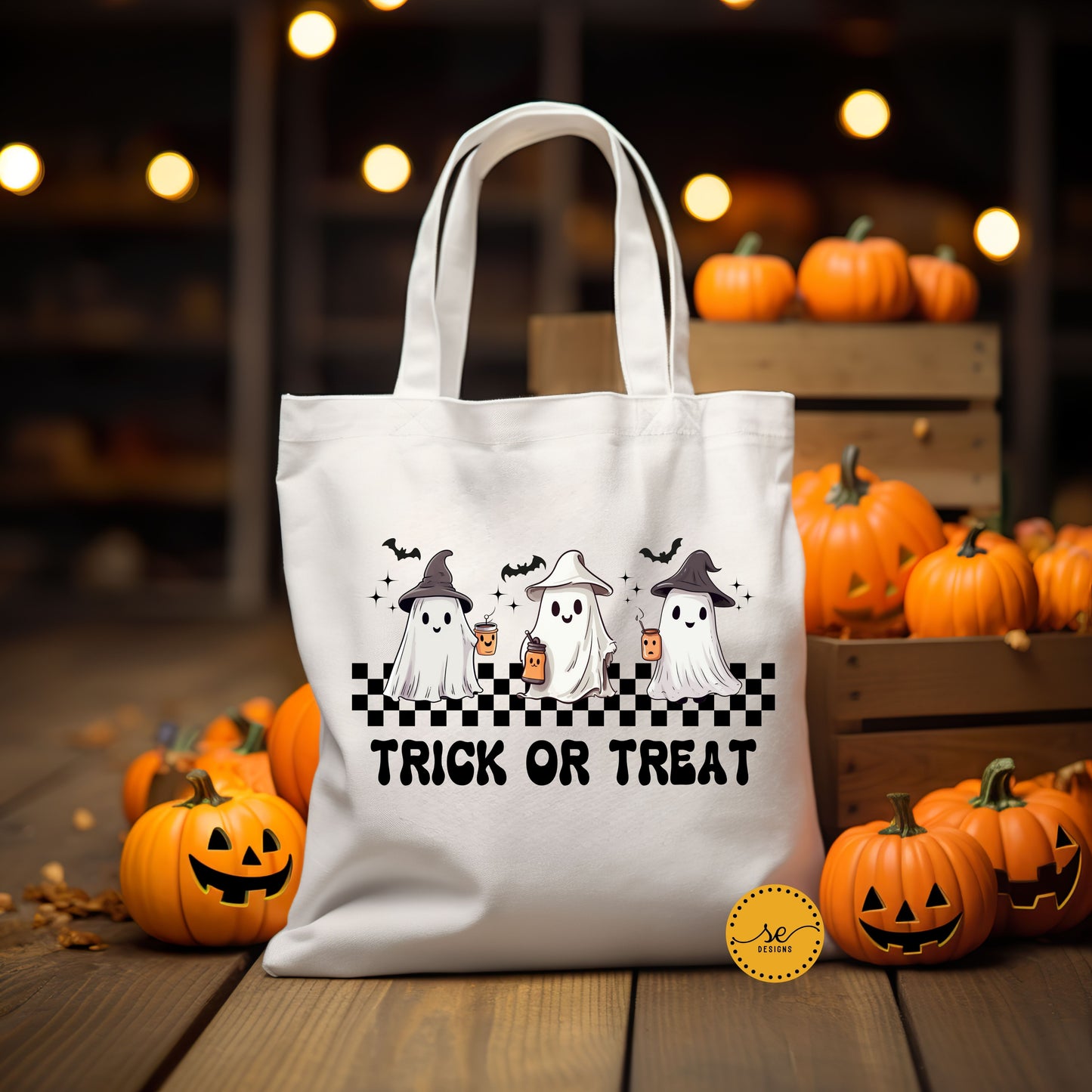 Trick or Treat Cotton Canvas Tote Bag