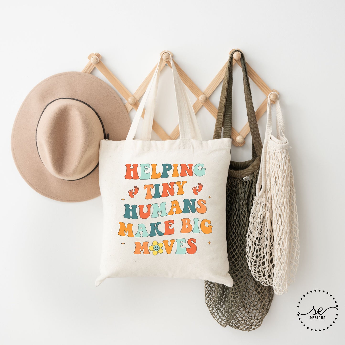 Helping Tiny Humans Make Big Moves Canvas Tote – Teacher & Caregiver Tote Bag