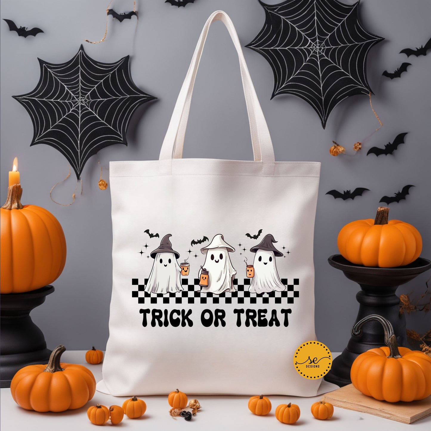 Trick or Treat Cotton Canvas Tote Bag